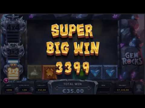 SUPER MEGA BIG WIN On Gem Rocks Slot Machine from Yggdrasil Gaming