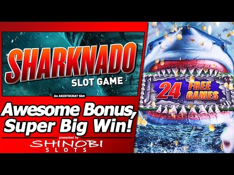 Sharknado Slot – Super Big Win in Long, Awesome Free Spins Bonus with Re-Trigger/Multiple features