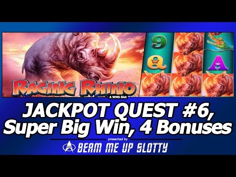 Jackpot Quest #6 – Raging Rhino slot, Max Bet Super Big Win with 3 Bonuses and Life of Luxury