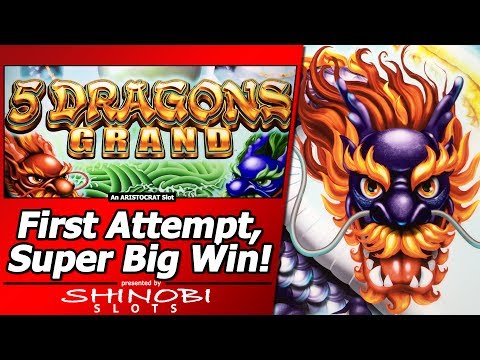 5 Dragons Grand Slot – First Attempt, Super Big Win w/Mystery Choice Free Spins