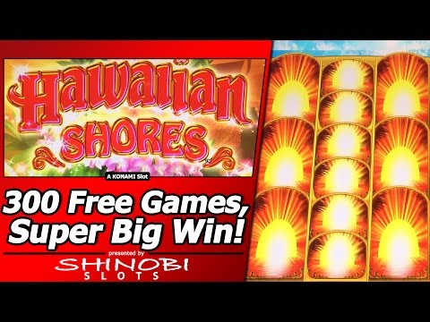 Hawaiian Shores Slot – First Look, 300+ Free Games, Super Big Win in New Konami Slot