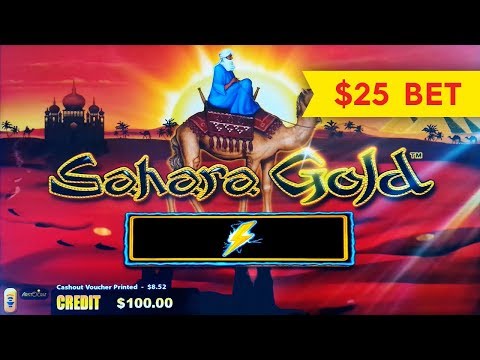 Lightning Link Sahara Gold Slot – $25 Max Bet – BIG WIN to start, YEAH!