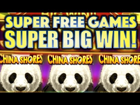 SUPER BIG WIN!! GREEN SUPER FREE GAMES ON CHINA SHORES GREAT STACKS Slot Machine Bonus (KONAMI)