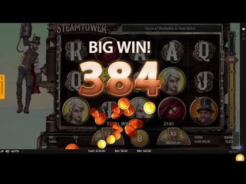 Steamtower Online Casino Slot Bonus Game Huge Win!