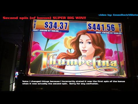 Thumbelina Slot Machine Second Bonus Spin SUPER BIG WIN!