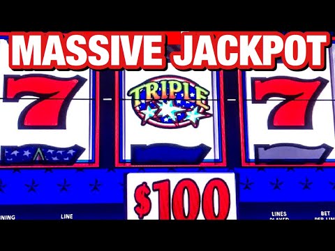 MASSIVE JACKPOT TRIPLE STARS SLOT/ $100 BETS / BIG WIN