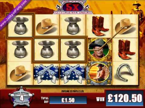 £637.00 MEGA BIG WIN (424 X STAKE) JOHN WAYNE ™ BIG WIN SLOTS AT JACKPOT PARTY