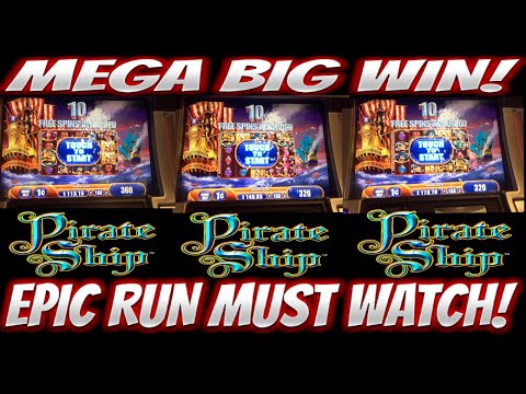 MEGA BIG WIN!!! 9 BONUSES!!! EPIC RUN ON PIRATE SHIP SLOT MACHINE!!!