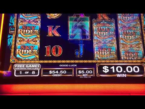 Skyrider Slot Machine Bonus Huge Win Almost Handpay!! $5 Max Bet Full Screen Wilds