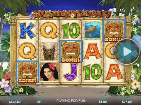 Bonus Game and Mega Win on Hawaiian Treasure Slot Machine from Playtech