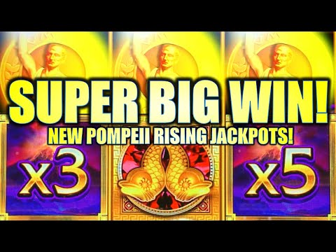 SUPER BIG WIN!! NEW POMPEII 15X MULTIPLIER HIT! POMPEII RISING JACKPOTS Slot Machine (Aristocrat)