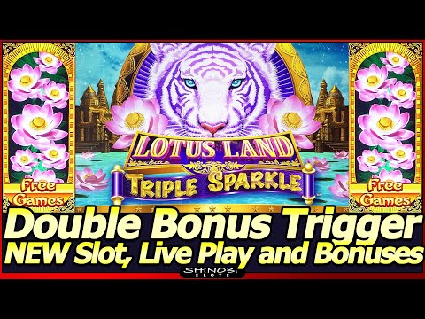 Lotus Land Triple Sparkle Slot Machine – NEW Slot, Double Bonus Trigger!  Live Play and Free Spins!