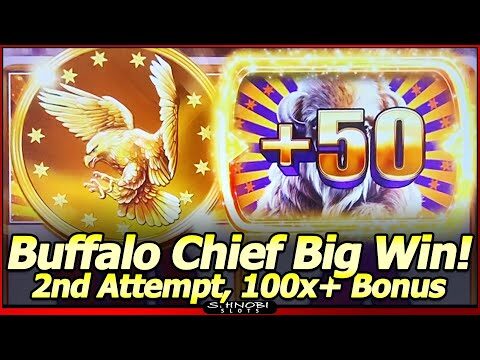 Buffalo Chief Slot Machine – BIG WIN Free Spins!  100x+ Bonus in 2nd Attempt in Las Vegas