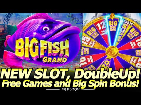 NEW Big Fish Grand Slot! Major and Minor Jackpots, with Free Spins and a Double-Up in my 1st Attempt