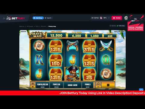 Mega Win On Pirates Map Slot Machine On Betfury Crypto Gaming! Demo Game! Play To Win! #BFoverview