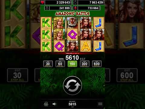 SLOT MACHINE – AMAZONS’ BATTLE 30 FREE SPINS BIG WIN