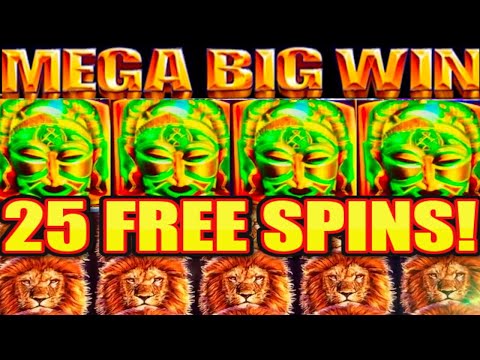 **MEGA BIG WIN!** 25 SPINS BONUS! King of Africa WMS Slot Machine Wins