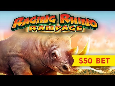 Raging Rhino Rampage Slot – GREAT SESSION, 50-SPIN WHEEL BONUS!