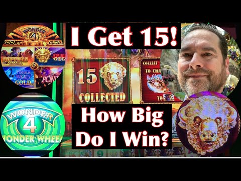 15 Gold Buffalo Captured!  How Big Can I Win on Wonder 4 Boost Gold Super Free Games?