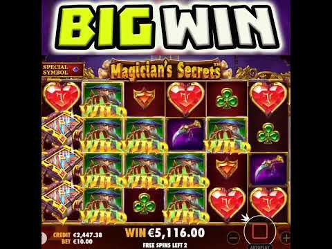 MAGICIANS SECRETS 🔥 MEGA BIG WIN SLOT BONUS BEST PAYING SYMBOLS AND WILDS‼️ #shorts